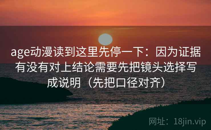 age动漫读到这里先停一下：因为证据有没有对上结论需要先把镜头选择写成说明（先把口径对齐）