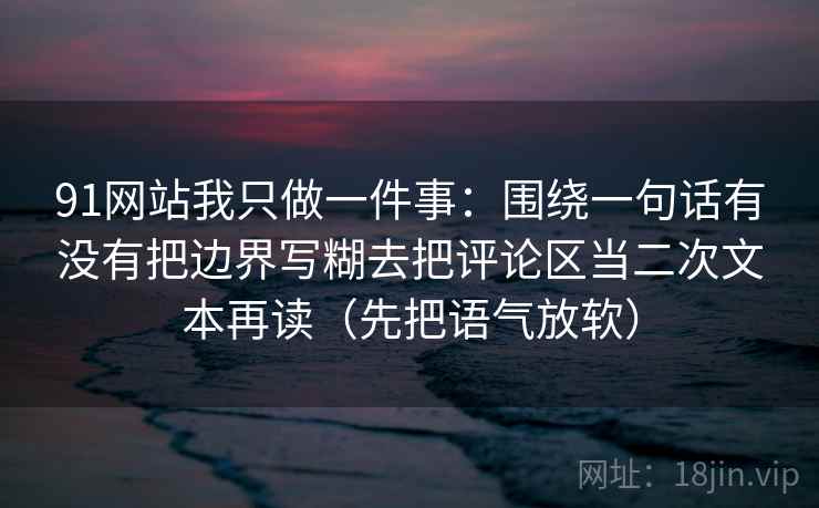 91网站我只做一件事：围绕一句话有没有把边界写糊去把评论区当二次文本再读（先把语气放软）